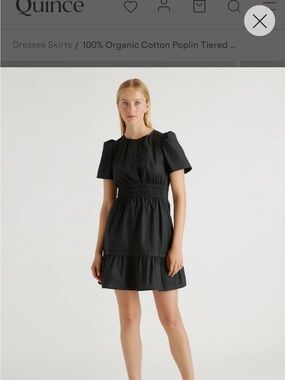 Quince Black Cotton Poplin Tiered Mini Dress
